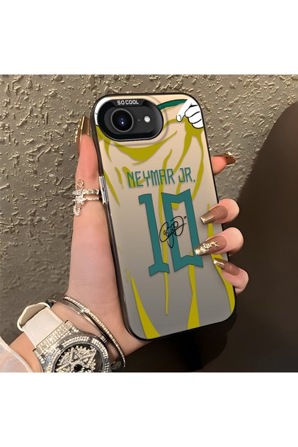 iPhone 17E Compatible Silicone Edge Hard Back Case Couple Phone Case with Neymar Pattern