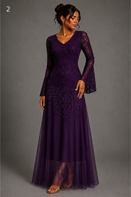 Queens dresses Elegant Evening Gown with Delicate Embroidery and a Flowy Silhouette- Trendyol Queens dresses Elegant Evening Gown with Delicate Embroidery and a Flowy Silhouette- Trendyol