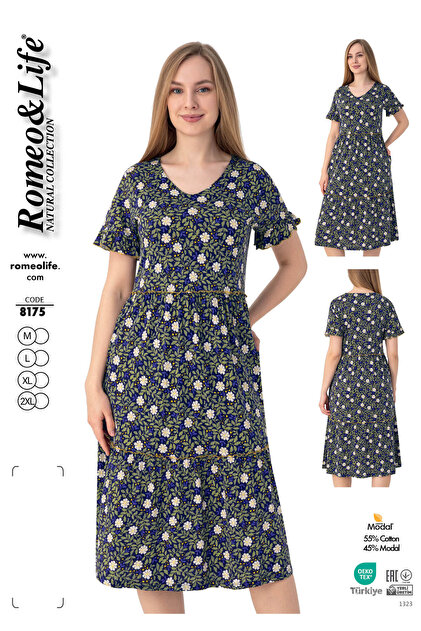 Women's Cotton Modal Fabric Patterned Stylish Dress 8175