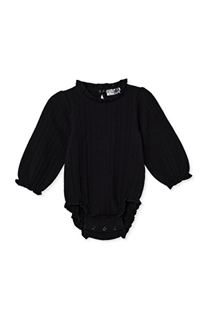 HelloBaby Kız Bebek Body Çıtçıtlı Bisiklet Yaka Long Sleeve