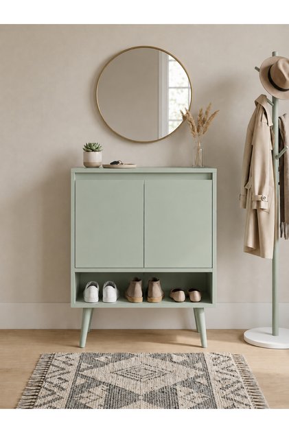 Mila MDF Ayakkabılık ve Çok Amaçlı Dolap Raflı ve Kapaklı 60 cm