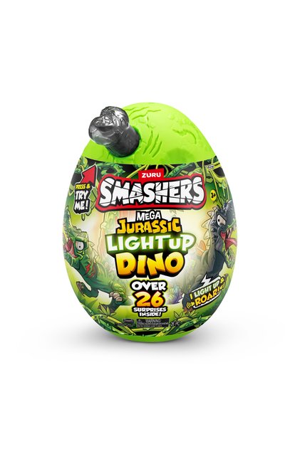 Figurină dinozaur, Smashers, Mega Dino Jurassic cu lumini, Gri, S1