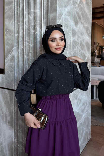 Black Stone Detailed Shirt