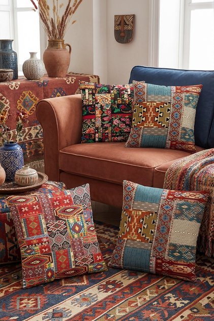 مجموعة من 4 أغطية وسائد مزخرفة بنمط سجاد الأناضول العرقي