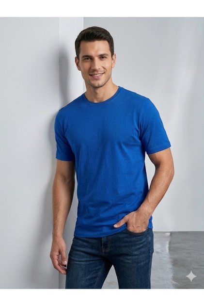 Tricou clasic simplu pentru bărbați cu gât crewneck 2517044