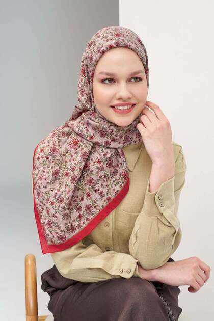 Velora Scarf Modern Flora Dried Rose 90X90