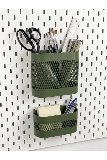 Skadis Pano 2-Piece Storage Baskets Pegboard Green Multi-Purpose Organizer Box 2 Sizes