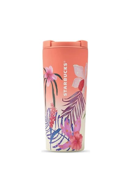 Flip-Open Lid Orange Tropical Steel Thermos - 503ml - 11182309