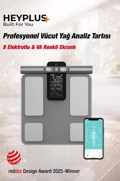 Profesyonel Akıllı Bluetooth Tartı Baskül 8 Elektrotlu Hassas Yağ Ölçer Vücut Analiz Tartısı