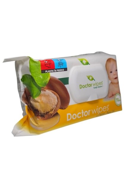 Șervețele umede cu ulei de argan, închidere cu capac din plastic, 72 bucăți, Doctor Wipe's