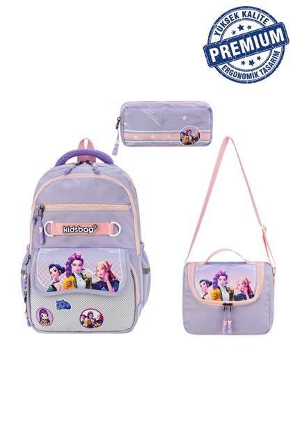 Girl's Orthopedic Backpack with Back Support, Premium Primary School Bag, Thermal Lunch Box and Pencil Case