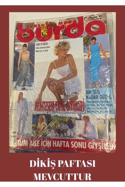 BURDA MODEN DİKİŞ DERGİ 1999 HAZİRAN PAFTASI MEVCUTTUR İKİNCİEL