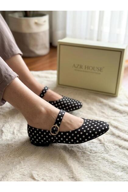 Women's Polka Dot Buckle-Strapped Daily Comfortable Ballerinas