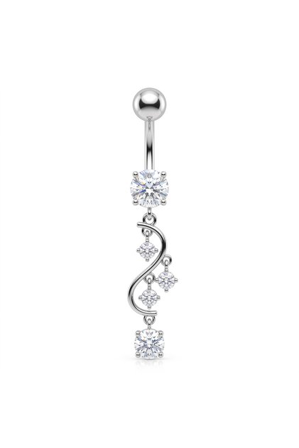 S Sallantı Zirkon Çelik Göbek Piercing