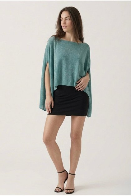 Versatile Glittery Convertible Knitwear Shawl Blouse