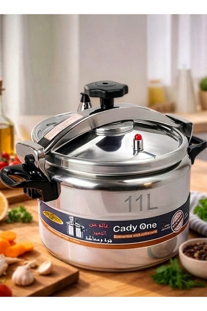 Aluminum Pressure Cooker with Side Handles Heat Resistant Pot Pressure Cooker with Secure Locking Safety Lid & Pressure Control Valve