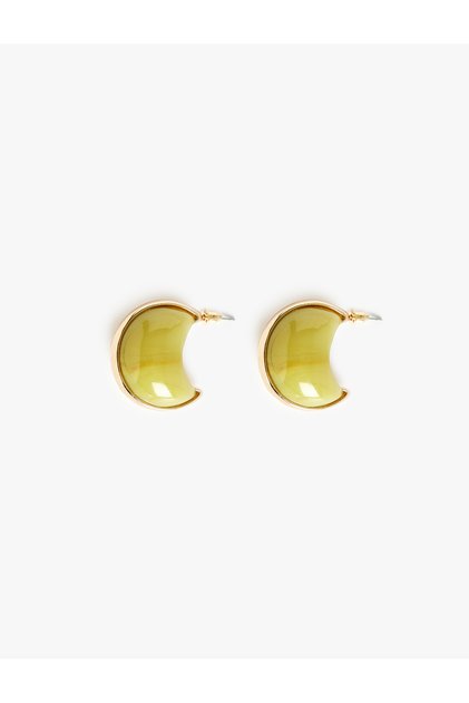 Stone Detailed Crescent Earrings - X Melis AÄŸazat