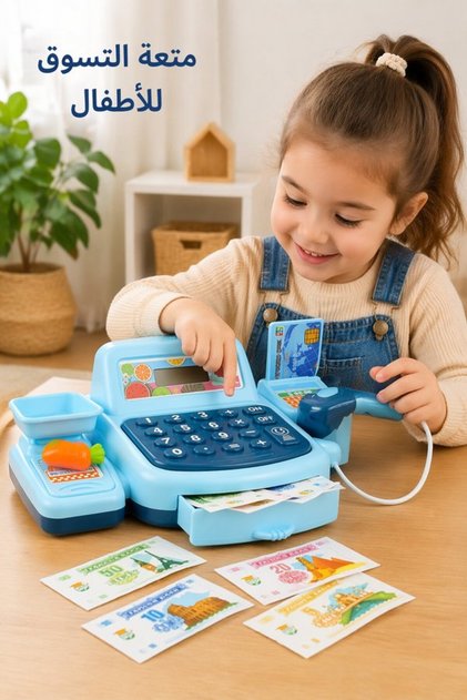 آلة تسجيل نقدي إلكترونية من البلاستيك ABS مع حاسبة وماسح ضوئي وصوت وإضاءة للعب الأدوار