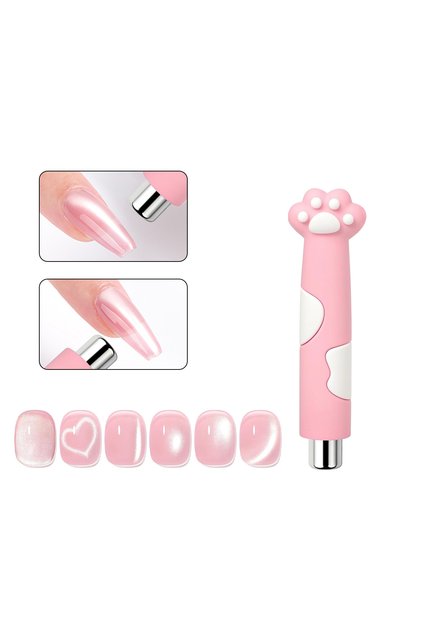 Pink YIKOOLIN Cat Paw Magnets Nail Tool Varnish Strong Magnet Rod Nails DIY Tool Cats Eye Effect Art