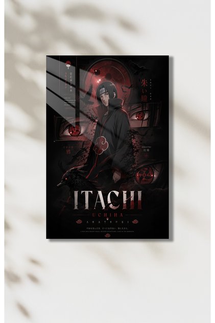 Itachi Uchiha Akatsuki Metal Duvar Tablosu – Karanlık Anime Temalı Dekoratif Poster