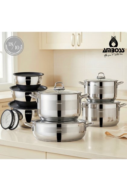 Kitchenpro 17 Piece Stainless Steel Mixing, Storage & Cookware Set