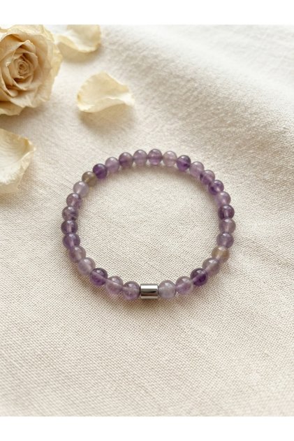 Natural Stone Amethyst Bracelet Women's Purple Color 6 mm