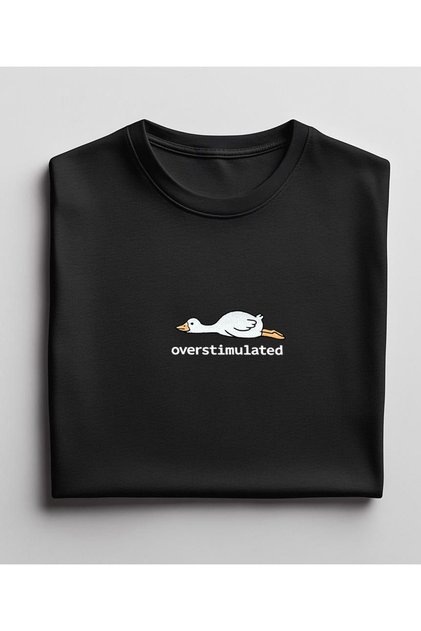 Unisex Casual Short Sleeve Overstimulated Duck Printed Youth Tshirt