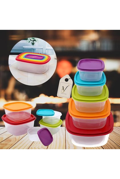 5-Piece Food Storage Container Set with Airtight Lids – Leakproof, Stackable Container Lunch Box, Meal Prep, Kitchen Organizer, Fridge & Pantry Storage Organizer, Multipurpose Storage Bins