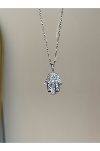 Steel Fatma Mother Hand Hamsa Necklace