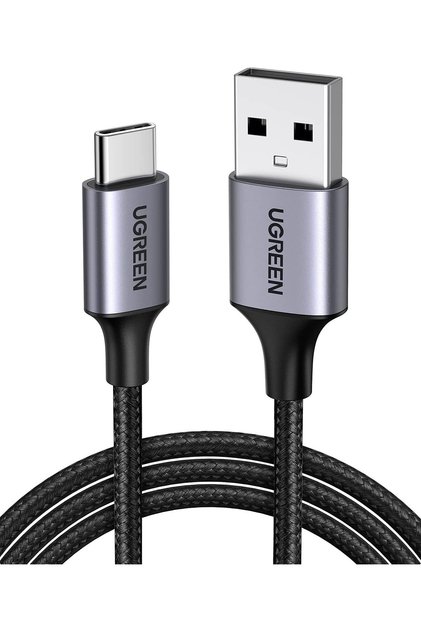 Cablu USB-C USB-A 2.0, înveliș din aluminiu, 1m, Negru