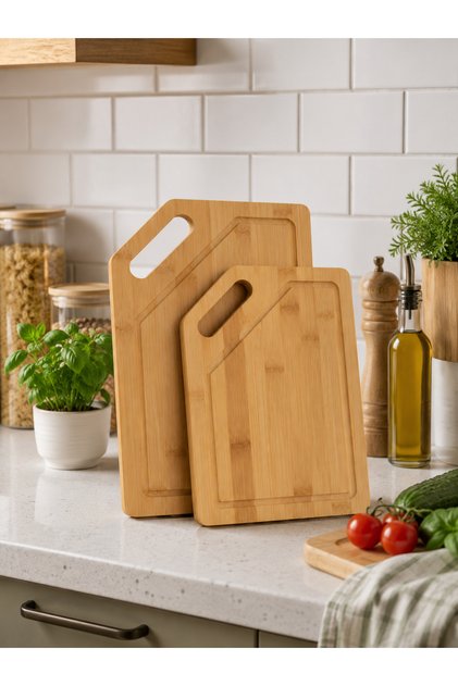 Set of 2 Bamboo Cutting Boards - Large - Small Size Bamboo Chopping Board