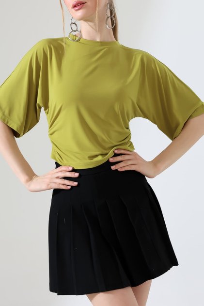 Women's Sandy Side Gathered Short Sleeve Blouse