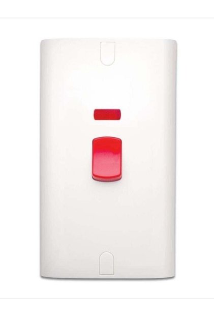 مفتاح كهربائي ثنائي القطب 45 أمبير مع مؤشر LED - 220 فولت، أبيض اللون