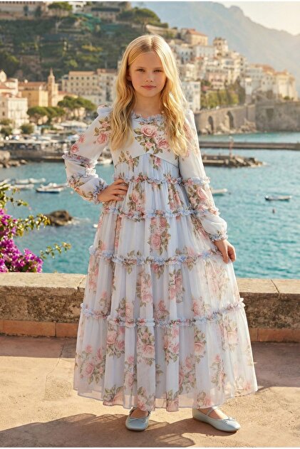 beautiful full sleeve birthday party dress product info and reviews Pamina Girl's Evening Rose Pattern Layered Ruffle Chiffon Long Dress - Birthday, Party, Wedding, Graduation (8Y, 9Y, 10Y, 11Y, 12Y, 13Y, 14Y, 15Y) 36396Pr 1011 DVF Harley Scarf Dress Color:Grey Purple Floor length