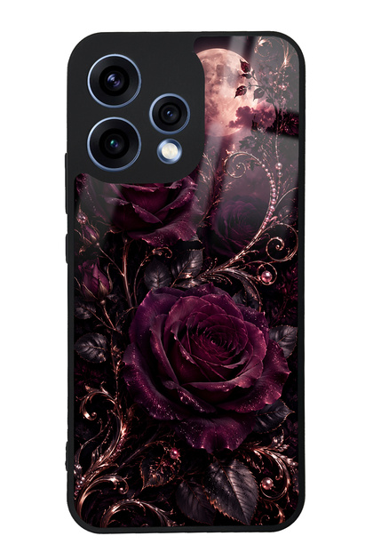 Oppo Reno 15 Moonlit Burgundy Rose Design Glossy Phone Case