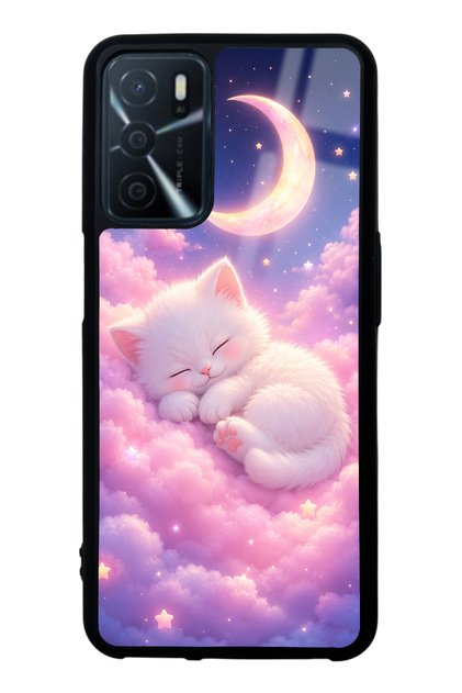 Oppo A16 Moonlit Dream Kitten Design Glossy Phone Case