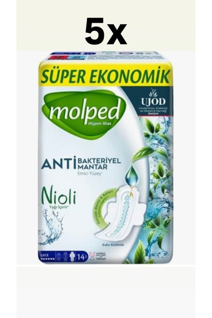 Hijyen Max Normal Hijyenik Ped Süper Ekonomik Gece 14 (5'li Paket)