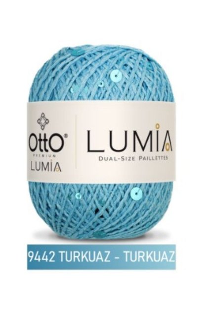 Otto Lumia -9442 Turkuaz Turkuaz- Çift Boy Pullu 50gr 90m - %85Pamuk %15Pul Payetli İp