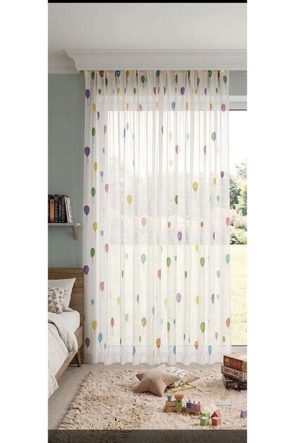 New Season Balloon Pattern Children's Room Tulle Curtain