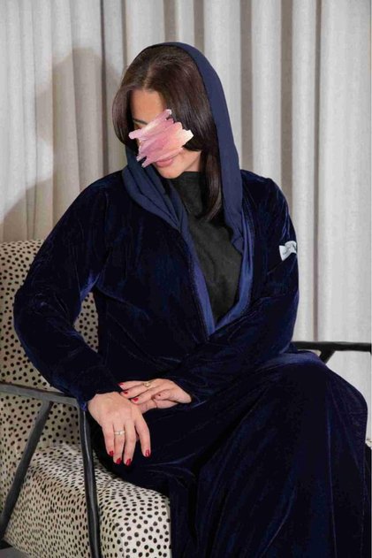 Navy Velvet Abaya