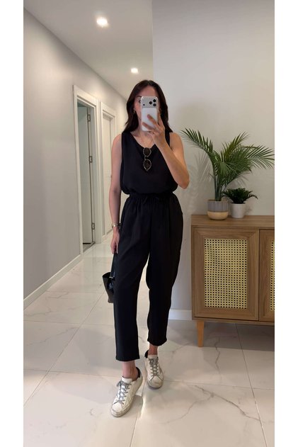 Mone Black Tensel Sleeveless Blouse Pants Set