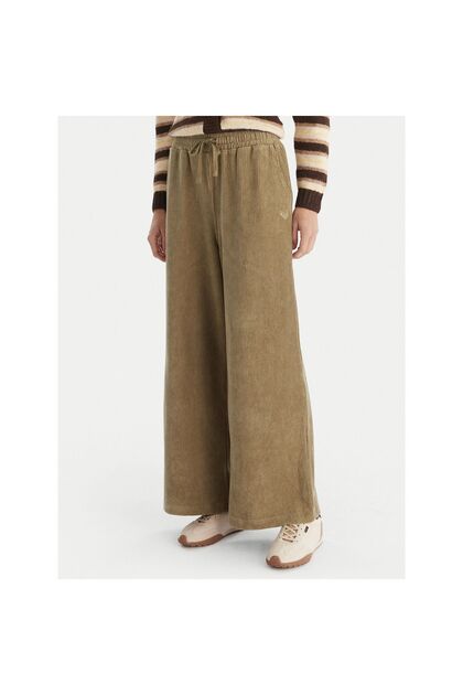 Pantaloni de damă din material textil ERJNP03691-GLD0 Verde