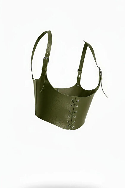 Leather Corset Top with Shoulder Straps