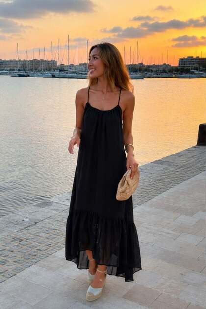 Marbella chiffon dress with back detail 2056