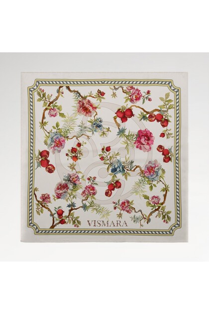 Milano Women's Melagrana Patterned Tivil Silk Scarf White 90X90