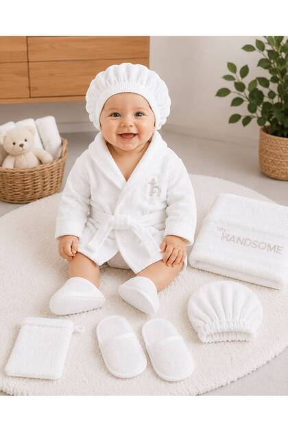 5 Piece Newborn Baby Bathrobe Set 100% Cotton Birth Gift