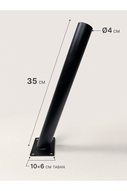 35 cm Siyah Metal Dış Mekan Sokak Armatürü Montaj Konsolu 4 cm Boru 10x6 cm Tabanlı