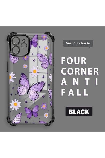 iPhone 12 Compatible Transparent Back Panel Four-Corner Reinforced Impact Protection Glossy Edge Silicone Case