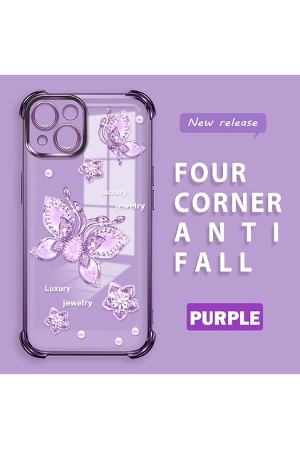 iPhone 13 Compatible Transparent Back Panel Four-Corner Reinforced Impact Protection Glossy Edge Silicone Case