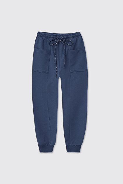 Boy's Indigo Sweatpants with Elastic Waist and Cuffs